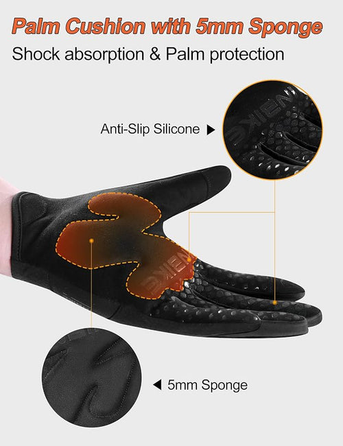 Fahrradhandschuhe 5 mm gepolsterte Stoß dämpfende MTB Handschuhe Touchscreen-Fingerspitzen Atmungsaktive rutschfeste Reflektierende Radhandschuhe Herren