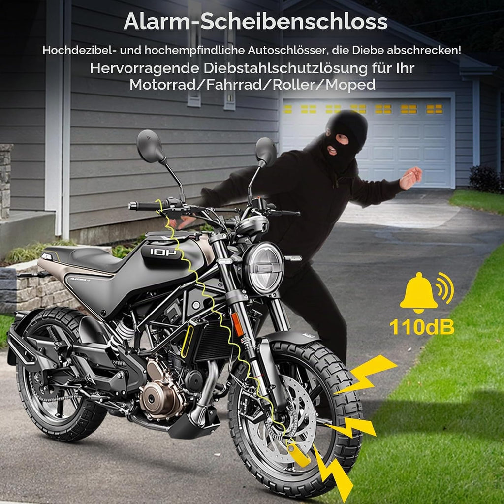 Bremsscheibenschloss, Motorrad Schloss Alarm 110db